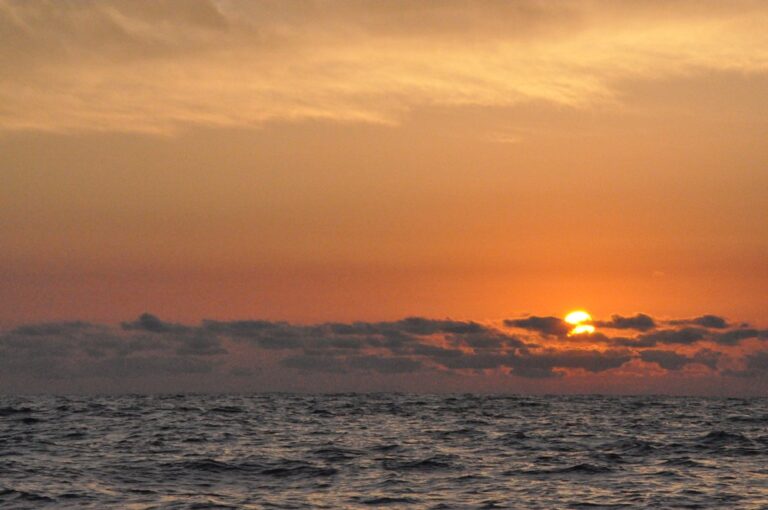 A sunrise over the ocean