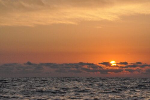 A sunrise over the ocean