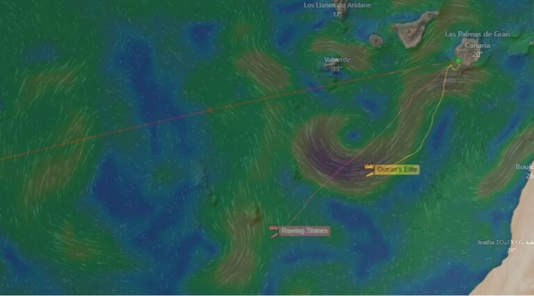 A chart showing the current under both rowing boats as of the evening of 13th Dec